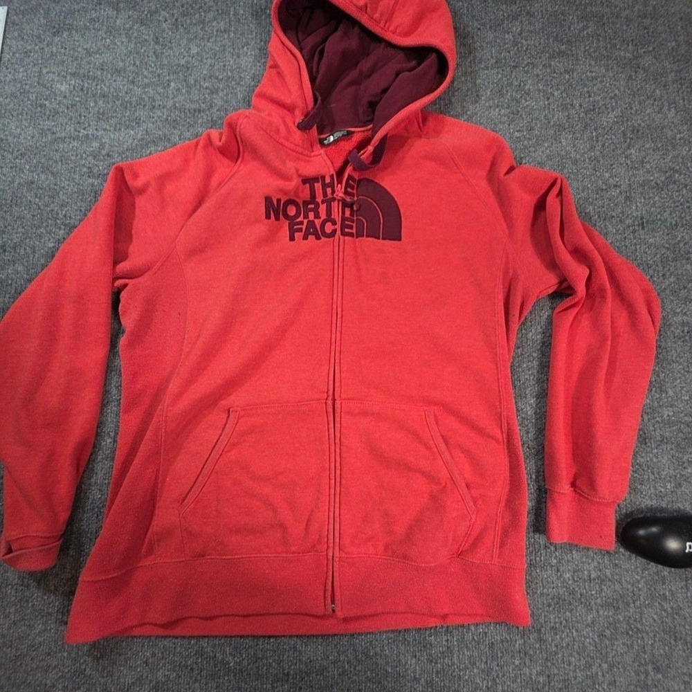 The North Face Hoodie Womens 2XL Fleece Full Zip Kangaroo Pocket Logo Sweatshirt